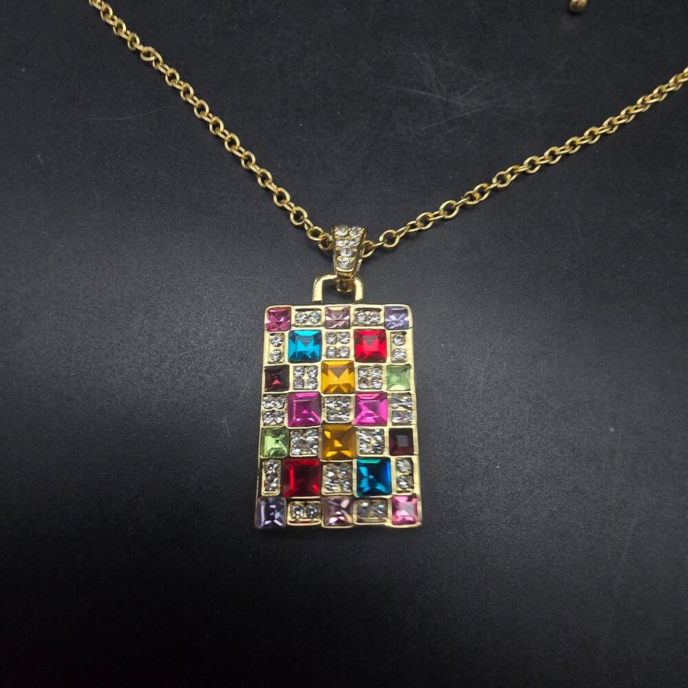 JTV Off Park Collection Necklace Golorful Rhinestone Geometric